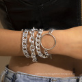 Fashion personality simple metal chain combination bracelet, geometric cold wind hollow bracelet